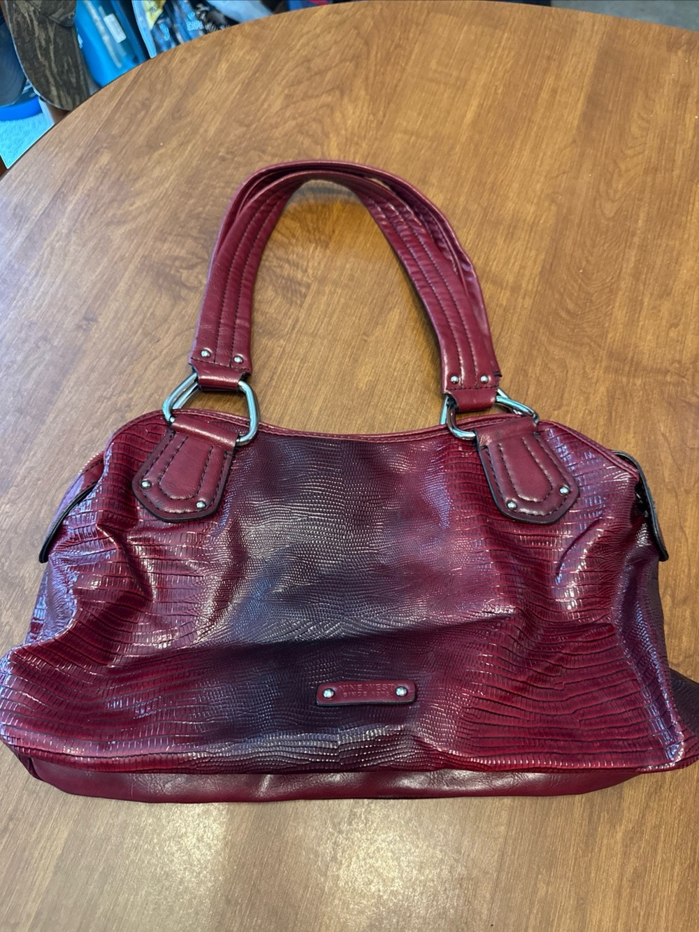 Nine West Deep Burgundy Textured Shoulder Bag